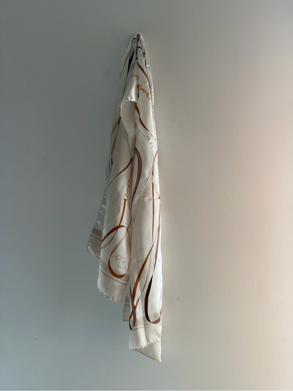 Azalea Bellagio 100% Silk Cream and Brown Scarf